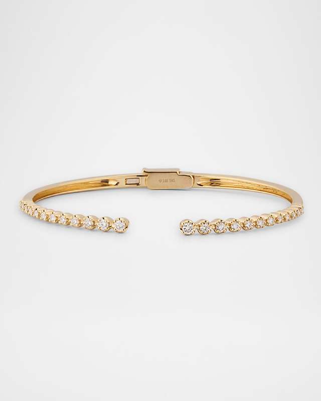 14K Yellow Gold Diamond Open Bangle Bracelet